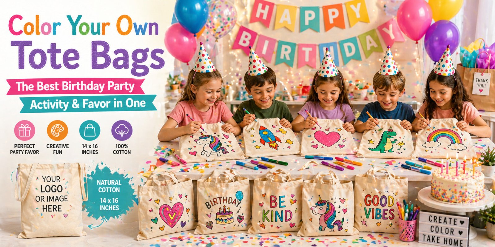 Color Your Own Tote Bags: The Best Birthday Party Activity & Favor in One - Pamusan.com