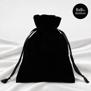 Black Velvet Drawstring Pouch – 6" × 8" (15 × 20 cm) - Pamusan.com