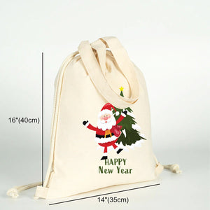 Kerst gymtas met trekkoord afmetingen 40 cm × 35 cm met Kerstman-ontwerp Happy New Year – Pamusan.nl
