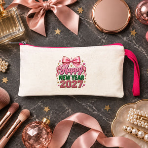 Kerst etui – 9 ontwerpen voor Kerst & Nieuwjaar 2027, stoffen pennenetui met gekleurde rits 21 × 10 cm, 6 kleuren – katoen - Pamusan.nl
