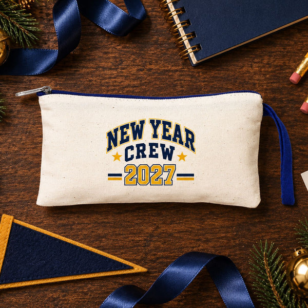 Kerst etui – 9 ontwerpen voor Kerst & Nieuwjaar 2027, stoffen pennenetui met gekleurde rits 21 × 10 cm, 6 kleuren – katoen - Pamusan.nl