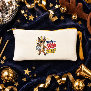 Kerst etui – 9 ontwerpen voor Kerst & Nieuwjaar 2027, stoffen pennenetui met gekleurde rits 21 × 10 cm, 6 kleuren – katoen - Pamusan.nl