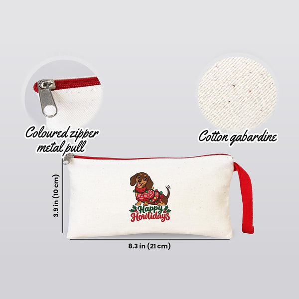 Kerst etui – 9 ontwerpen voor Kerst & Nieuwjaar 2027, stoffen pennenetui met gekleurde rits 21 × 10 cm, 6 kleuren – katoen - Pamusan.nl