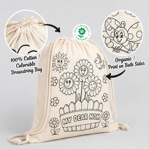 25 Pcs Paintable Cotton Tote Bag Set with Fabric Markers – Mother's Day Kids Coloring Activity Kit - Pamusan.com