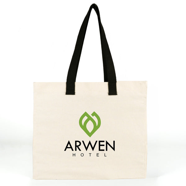 Voorbeeld van een klantopdruk: ARWEN HOTEL op de katoenen tas van 40 x 35 x 15 cm