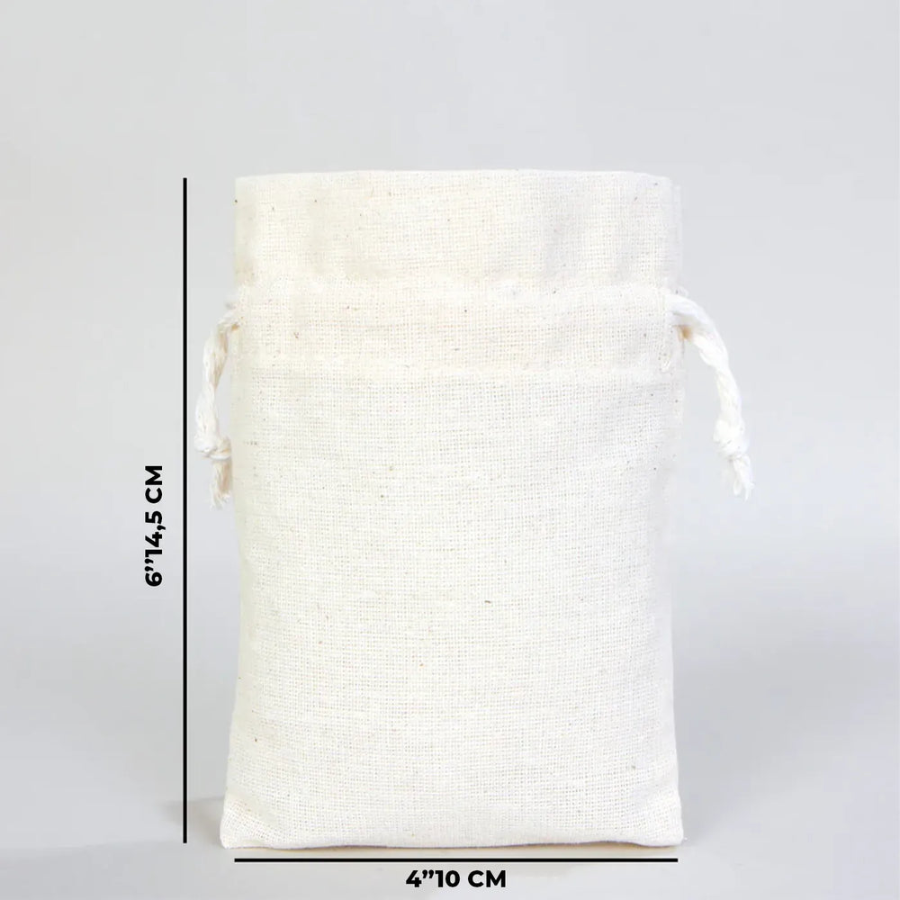 Custom Natural Cotton Drawstring Pouch – 4" × 6" (10 × 14.5 cm) - 4 oz - Pamusan.com