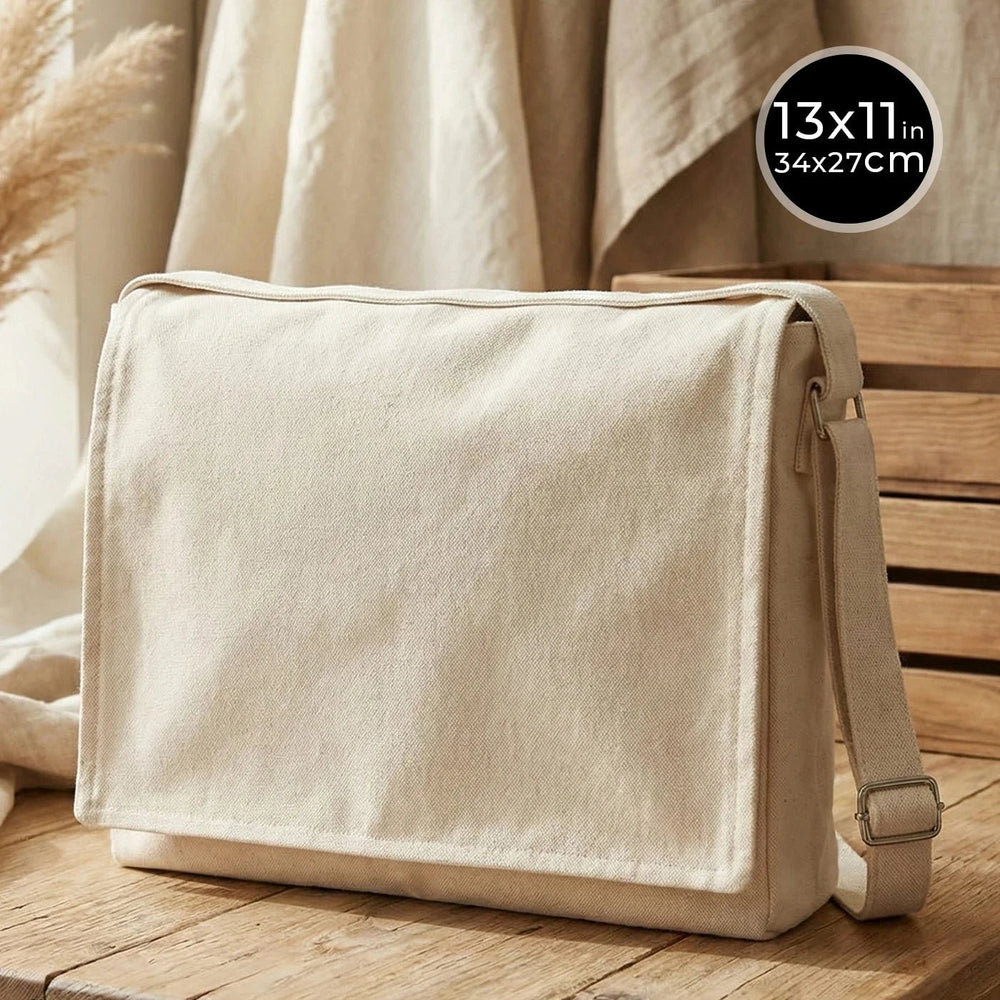 Adjustable Cotton Canvas Messenger Bag – 13" x 11" - 6 oz - Pamusan.com