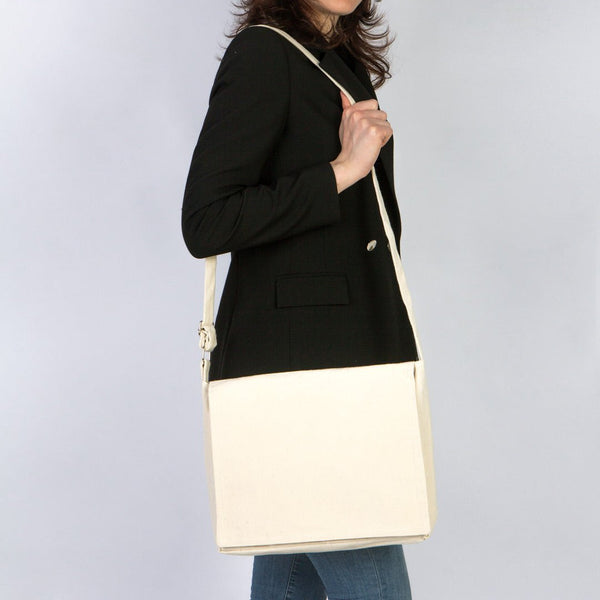 Adjustable Cotton Canvas Messenger Bag – 13" x 11" - 6 oz - Pamusan.com