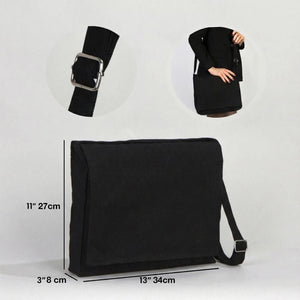 Adjustable Cotton Canvas Messenger Bag Black – 13" x 11" - 6 oz - Pamusan.com