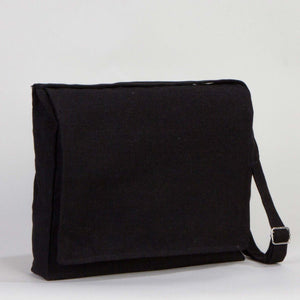 Adjustable Cotton Canvas Messenger Bag Black – 13" x 11" - 6 oz - Pamusan.com