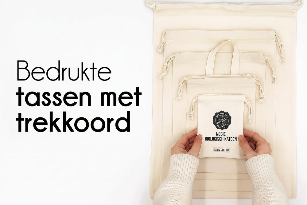 Bedrukte katoenen tassen met trekkoord in meerdere maten