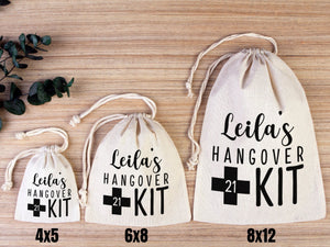 Birthday Hangover kit Bags, Recovery Kit Party Custom Name Print, Organic Cotton Drawstring Pouchs Bag - Pamusan.com