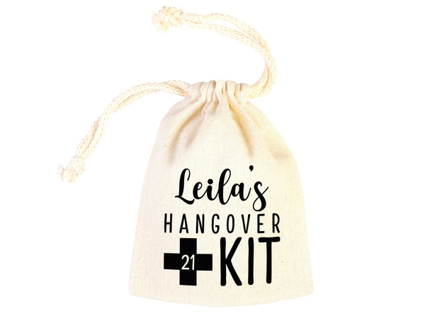 Birthday Hangover kit Bags, Recovery Kit Party Custom Name Print, Organic Cotton Drawstring Pouchs Bag - Pamusan.com