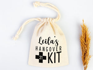 Birthday Hangover kit Bags, Recovery Kit Party Custom Name Print, Organic Cotton Drawstring Pouchs Bag - Pamusan.com