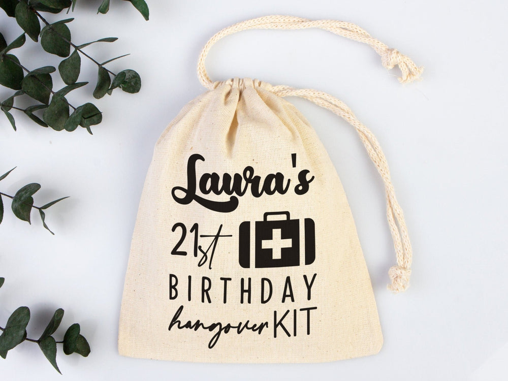 Birthday Hangover Kit Bag – Personalized Cotton Drawstring Pouch | Pamusan