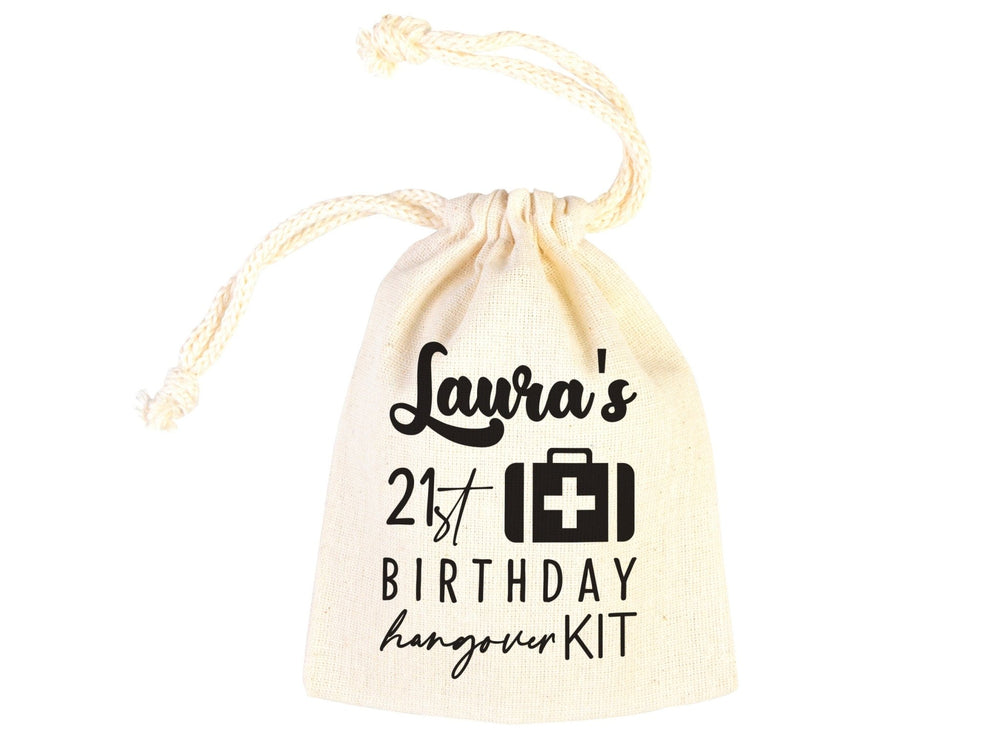 Birthday Hangover Kit Bag – Personalized Cotton Drawstring Pouch | Pamusan