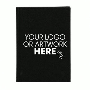 Black Canvas Notebook with Custom Logo – A5 (7.9" × 5.5" / 20 × 14 cm), 80 Sheets, Bulk Corporate Gifts - Pamusan.com