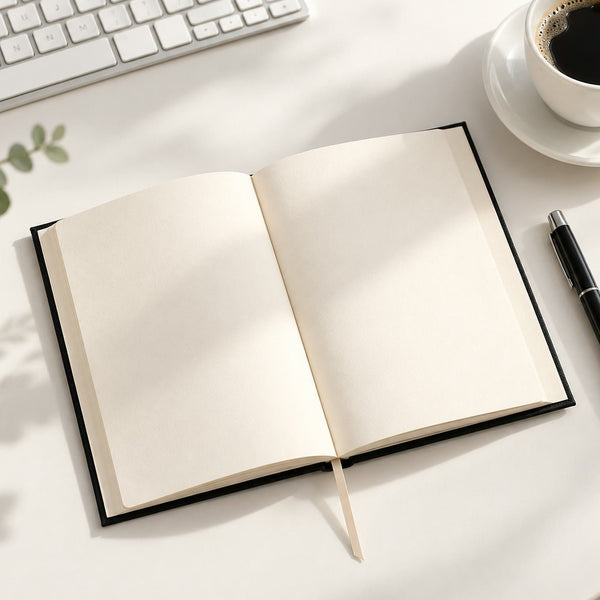 Black Canvas Notebook with Custom Logo – A5 (7.9" × 5.5" / 20 × 14 cm), 80 Sheets, Bulk Corporate Gifts - Pamusan.com