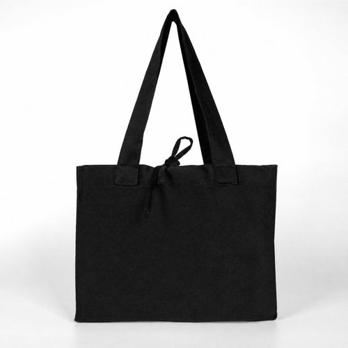 Zwarte gabardine draagtas van 35 × 30 × 10 cm met lange handvatten - Pamusan.nl