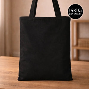 Black Canvas Tote Bag – Large 14"x16" Eco - Friendly Cotton Shopping Bag - Pamusan.com