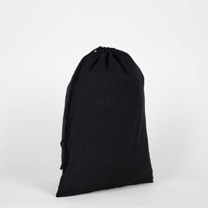 Black Cotton Drawstring Pouch – 12" × 16" (30 × 40 cm) – 4 oz - Pamusan.com