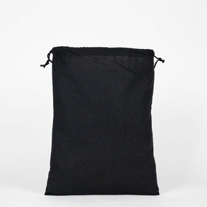 Black Cotton Drawstring Pouch – 12" × 16" (30 × 40 cm) – 4 oz - Pamusan.com