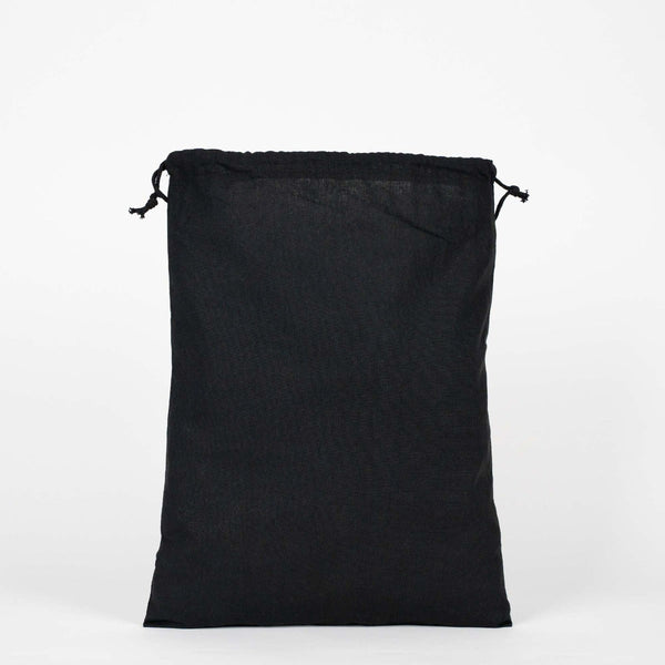 Black Cotton Drawstring Pouch – 12" × 16" (30 × 40 cm) – 4 oz - Pamusan.com