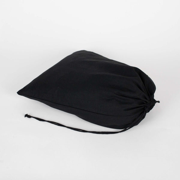 Black Cotton Drawstring Pouch – 12" × 16" (30 × 40 cm) – 4 oz - Pamusan.com