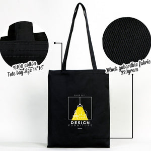 Black Cotton Tote Bag – 14"x16" Reusable Custom Print Canvas Bag Wholesale - Pamusan.com