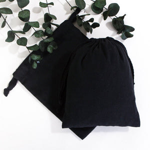 Black Fabric Drawstring Pouch 6"x8" – Reusable Cotton Bag - Pamusan.com
