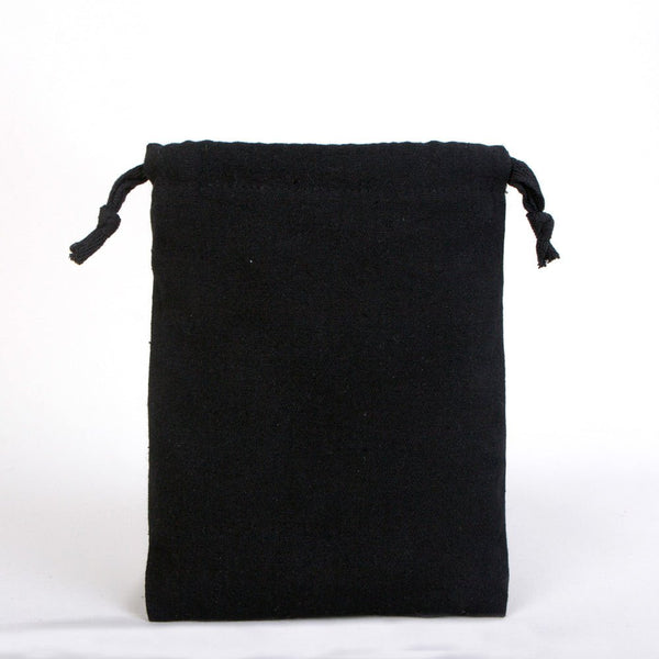 Black Fabric Drawstring Pouch 6"x8" – Reusable Cotton Bag - Pamusan.com