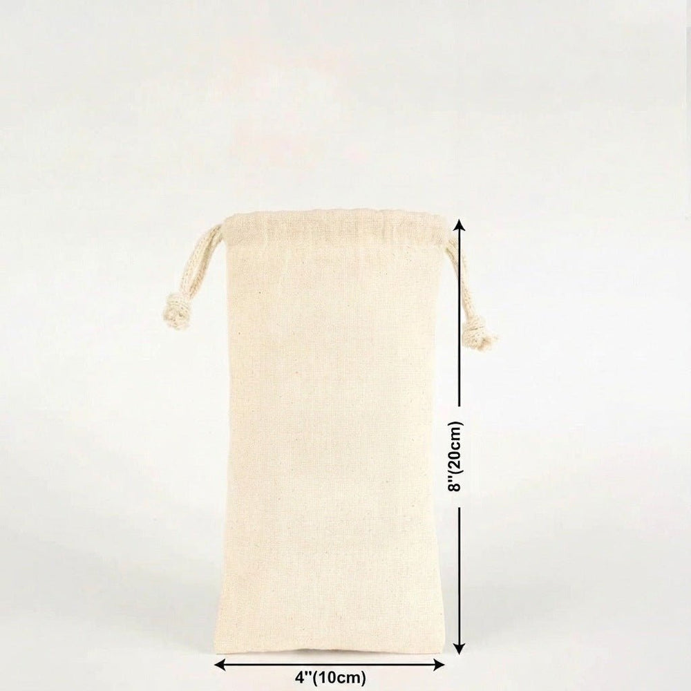 Blank Cotton Drawstring Pouch – 4"x8" (10x20 cm) Natural Muslin Favor Bag - Pamusan.com