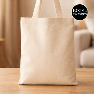 Blank Long Handle Cotton Tote Bag 10"x14" – Natural Eco - Friendly Mini Shopping Bag - Pamusan.com