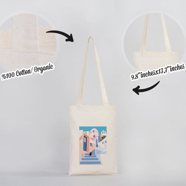 Blank Long Handle Cotton Tote Bag 10"x14" – Natural Eco - Friendly Mini Shopping Bag - Pamusan.com