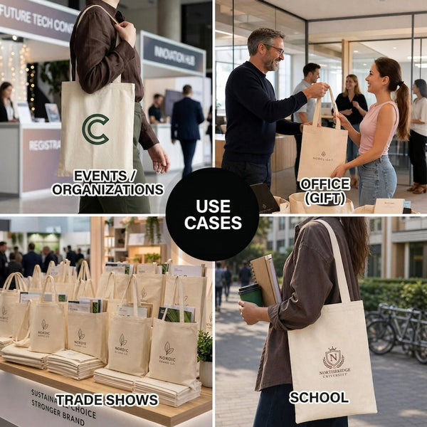 Blank Long Handle Tote Bag 10"x14" – Mini Natural Cotton, 6 oz Gabardine Fabric - Pamusan.com