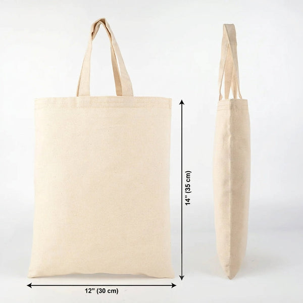 Blank Short Handle Tote Bag 12"x14" – Natural Cotton, 6 oz Gabardine Fabric - Pamusan.com