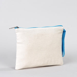 Blank Turquoise Zippered Clutch Bag – 8"x6" Reusable Cotton Pouch - Pamusan.com