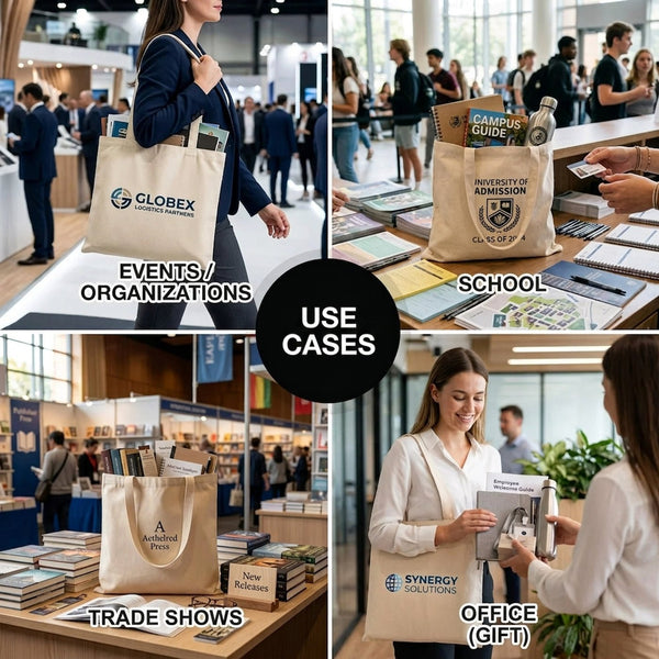 Blank Wide Tote Bag 14"x12" – Landscape Natural Cotton, 6 oz Gabardine Fabric - Pamusan.com