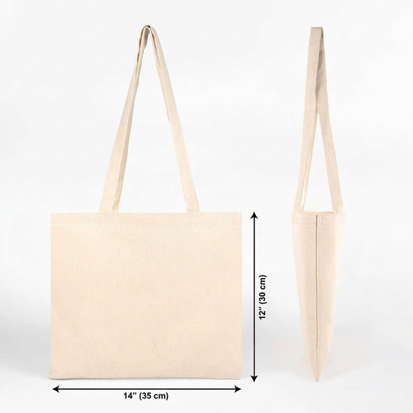 Blank Wide Tote Bag 14"x12" – Landscape Natural Cotton, 6 oz Gabardine Fabric - Pamusan.com