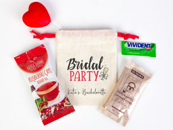 Bridal Party Bags, 4"W x 5"H (10 cm x 13 cm) Hangover Survival Kit Bags — custom print | Pamusan