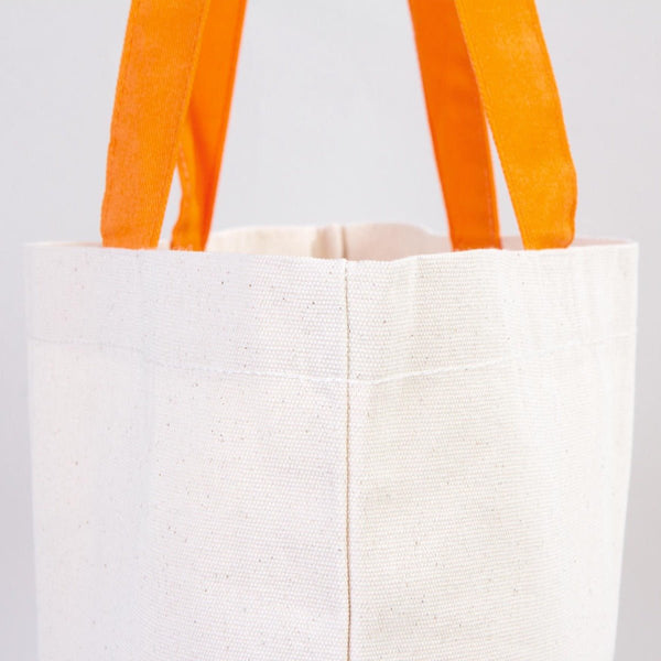 Canvas Beach Tote Bag with Orange Handles – 19" × 16" × 4" (48 × 41 × 10 cm) – 10 oz Cotton - Pamusan.com
