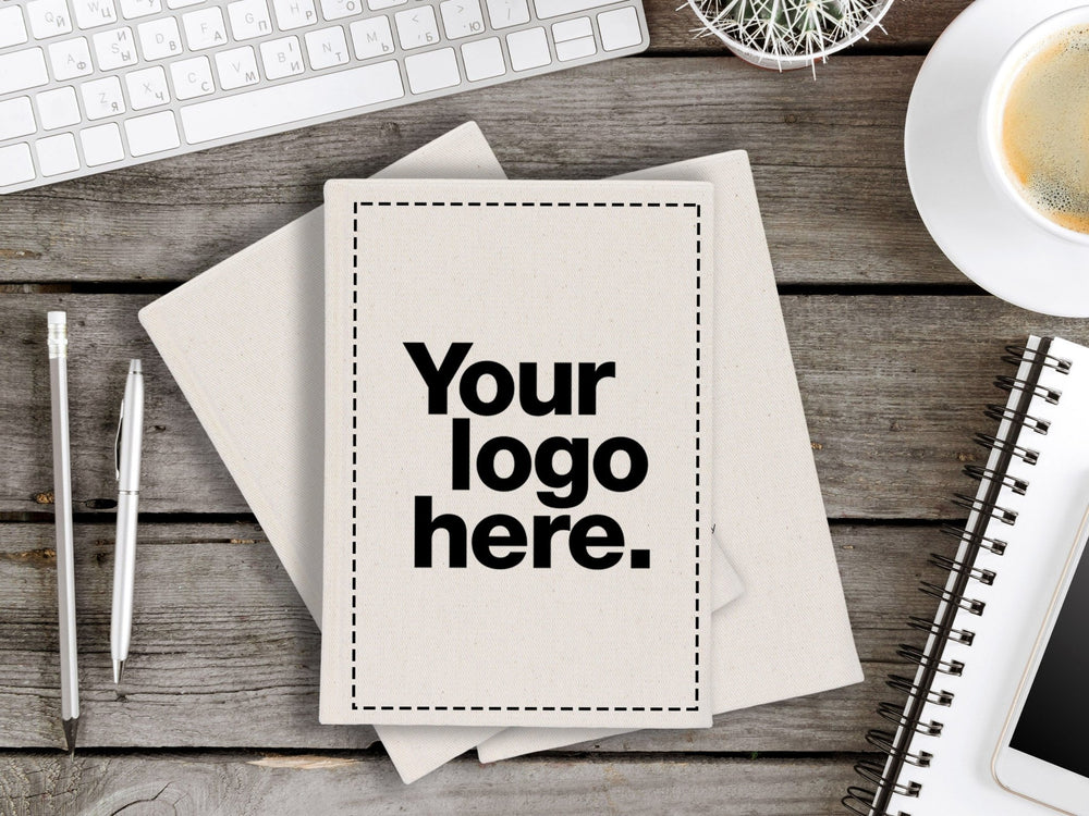 Canvas Cover Notebook – Custom Text, Logo, or Photo Print | 80 Blank Pages | Promotional Notepad | Pamusan