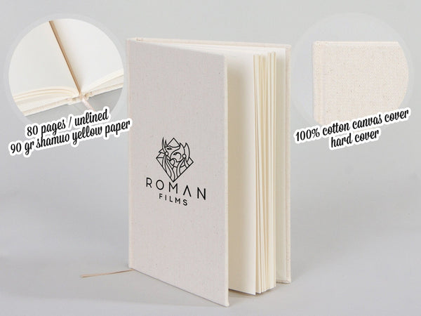 Canvas Cover Notebook – Custom Text, Logo, or Photo Print | 80 Blank Pages | Promotional Notepad — print detail | Pamusan