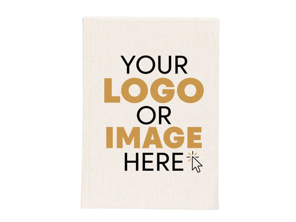 Canvas Cover Notebook 6"W x 8"H (15 cm x 20 cm) Text Logo or Photo Print, Promotional Notebook - Pamusan.com