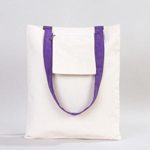 Canvas Purse with Purple Handles - 14" x 16" (35x40 cm) - 10 oz - Pamusan.com