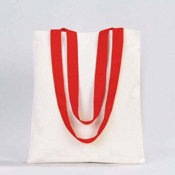 Canvas Purse with Red Handles - 14" x 16" (35x40 cm) - 10 oz - Pamusan.com