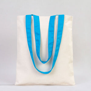 Canvas Purse with Turquoise Handles - 14" x 16" (35x40 cm) - 10 oz - Pamusan.com