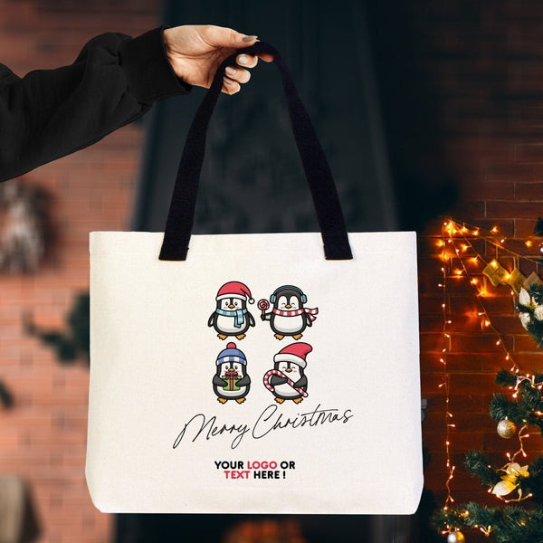 Christmas Canvas Tote Bags 18" × 14"  × 3"   (45 × 35 × 8 cm) – Custom Holiday Gift Bags | Pamusan