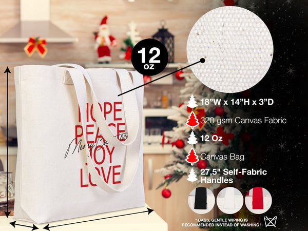 Christmas Canvas Tote Bags 18" × 14"  × 3"   (45 × 35 × 8 cm) – Custom Holiday Gift Bags — custom print | Pamusan