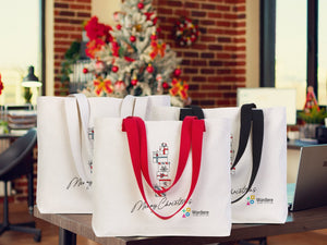 Christmas Canvas Tote Bags 18" × 14"  × 3"   (45 × 35 × 8 cm) – Custom Holiday Gift Bags — custom print | Pamusan